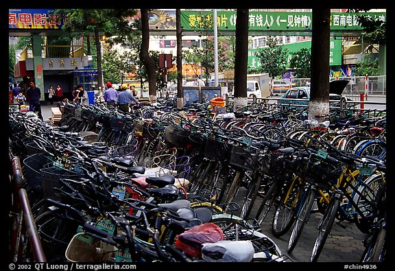 Bicycle parking lot. Kunming, Yunnan, China (color)