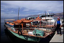 Boats on a pier of Erhai Lake. Dali, Yunnan, China