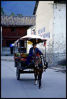 House carriage in a street. Dali, Yunnan, China (color)