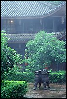 Wannian Si temple in the fog. Emei Shan, Sichuan, China (color)