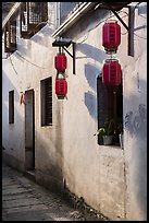 Wall with lanterns. Hongcun Village, Anhui, China