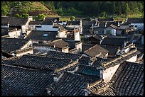Slate tiled rooftops. Xidi Village, Anhui, China