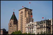 Colonial area buildings with Chinese flags. Shanghai, China ( color)