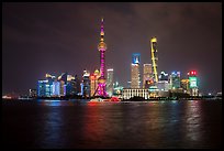 City skyline above Huangpu River at night. Shanghai, China ( color)