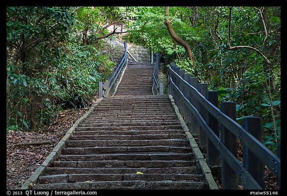 Stairs leading up Elephant Mountain. Taipei, Taiwan (color)