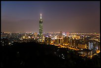 Taipei skyline from above at night. Taipei, Taiwan ( color)