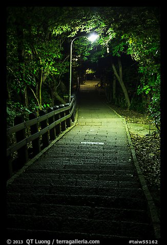 Elephant Mountain stairs at night. Taipei, Taiwan
