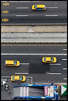 Taxis on street seen from above. Taipei, Taiwan (color)