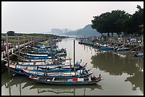 Small boat harbor along Damshui River. Taipei, Taiwan (color)