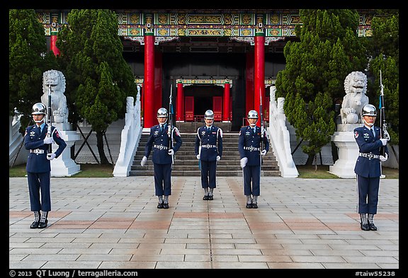 National Revolutionary Martyrs Shrine with honor guards in front. Taipei, Taiwan