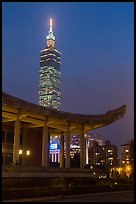 Sun Yat-sen Memorial Hall and Taipei 101 at dusk. Taipei, Taiwan ( color)
