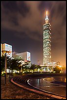 Taipei 101 at night from city hall plaza. Taipei, Taiwan (color)