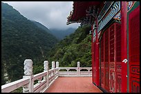 Red temple and green mountains. Taroko National Park, Taiwan ( color)