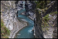 Liwu River meanders in narrow marble gorge. Taroko National Park, Taiwan (color)