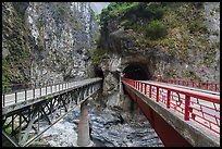 Bridges spanning Liwu River, Taroko Gorge. Taroko National Park, Taiwan (color)