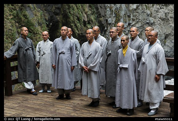 Buddhist monks. Taroko National Park, Taiwan (color)