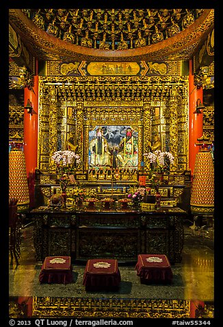 Altar in main hall, Wen Wu temple. Sun Moon Lake, Taiwan