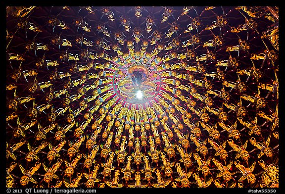 Ceiling detail in main hall, Wen Wu temple. Sun Moon Lake, Taiwan (color)