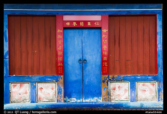 Blue and red facade. Lukang, Taiwan