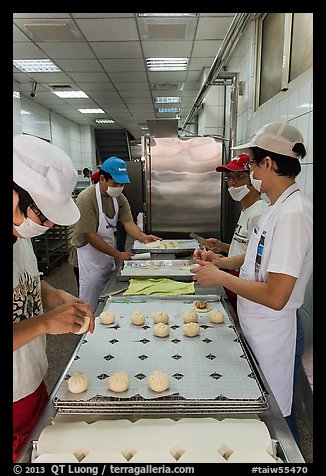 Workers in dumpling bakery. Lukang, Taiwan (color)