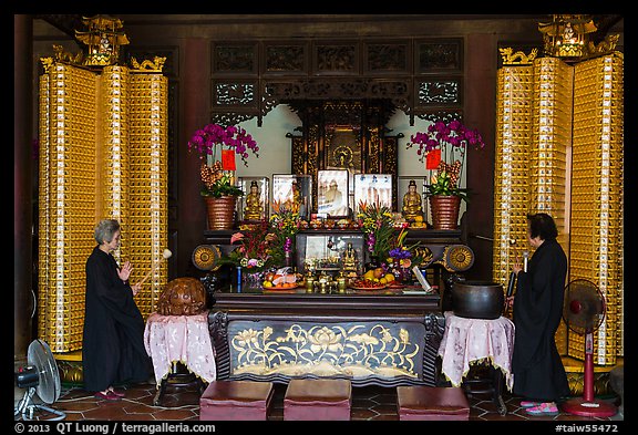 Main hall altar during buddhist service, Longshan Temple. Lukang, Taiwan