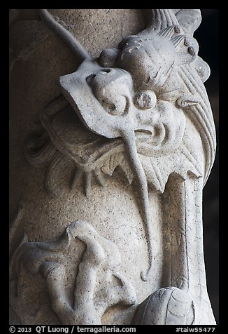 Detail of carved dragon, Longshan Temple. Lukang, Taiwan