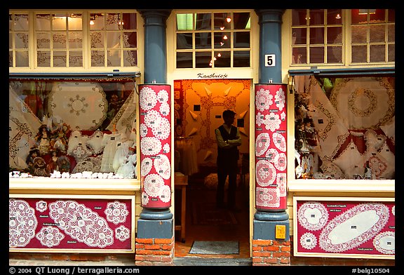 Lace store. Bruges, Belgium (color)