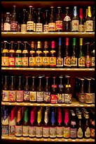 Large selection of bottled beers. Bruges, Belgium (color)