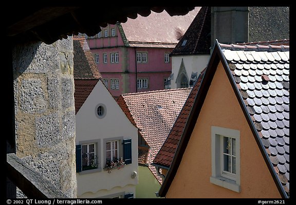 Rooftops seen from the Ramparts. Rothenburg ob der Tauber, Bavaria, Germany