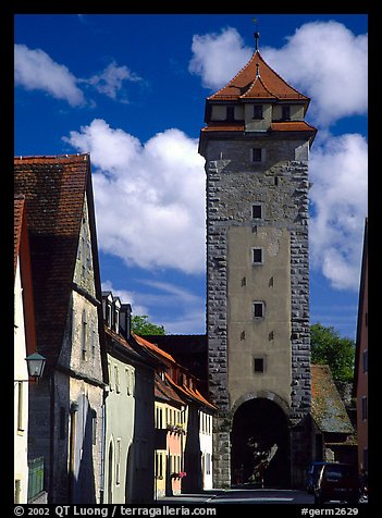 Tower of the rampart walls. Rothenburg ob der Tauber, Bavaria, Germany (color)