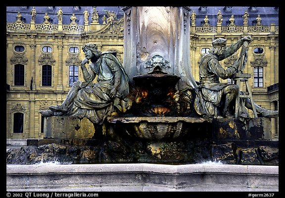 Fountain in front of the Residenz. Wurzburg, Bavaria, Germany (color)