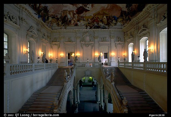 Main staircase in the Residenz. Wurzburg, Bavaria, Germany (color)