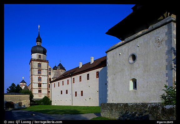 Marienkapelle (Church of Marie) and Festung Marienberg (citadel). Wurzburg, Bavaria, Germany