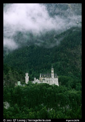 Neuschwanstein, one of the castles built for King Ludwig. Bavaria, Germany (color)