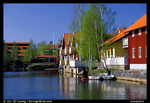 Riverside houses in Fallun. Central Sweden (color)