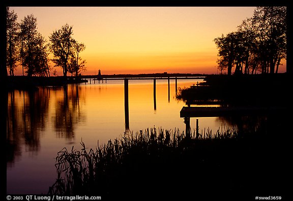 Vattern Lake at sunset, Vadstena. Gotaland, Sweden (color)