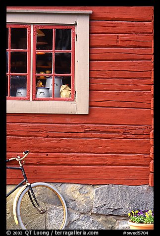 Bicycle and window. Stockholm, Sweden (color)