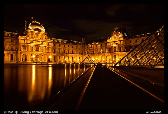 Louvre  at night. Paris, France (color)