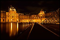 Louvre  at night. Paris, France ( color)