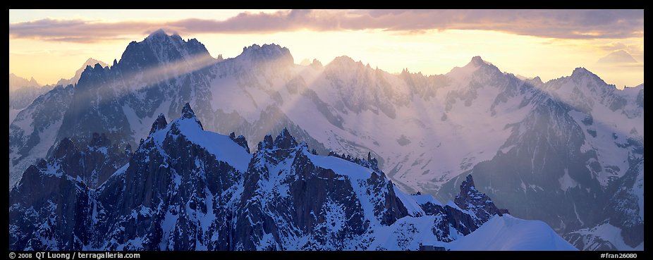 Rugged peaks of the Mont-Blanc Range. France (color)