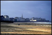 Beach and old town, Saint Malo. Brittany, France ( color)