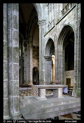Chapel inside the Benedictine abbey. Mont Saint-Michel, Brittany, France (color)