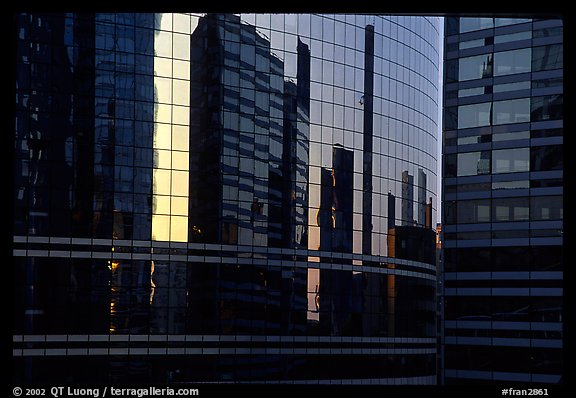 Reflections in modern office buildings, La Defense. France (color)