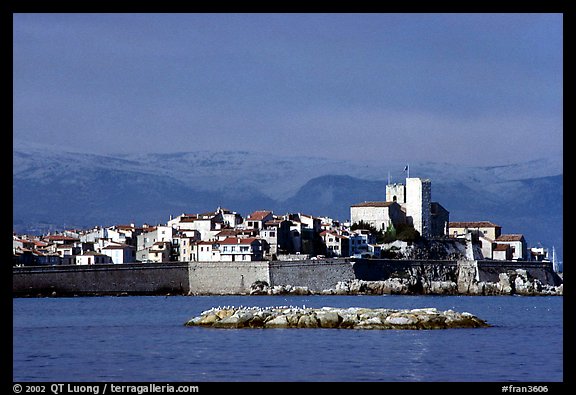 Antibes ramparts, and old town. Maritime Alps, France (color)