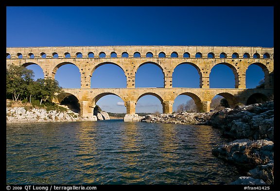 Gard River and Pont du Gard. France