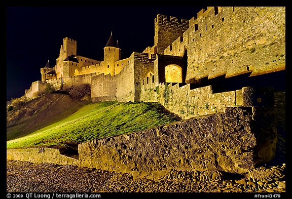 Fortress by night. Carcassonne, France