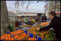 Fruit market on the banks of the Rhone River. Lyon, France