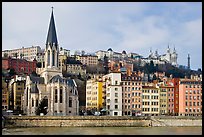 Church Saint George and Fourviere Hill. Lyon, France (color)