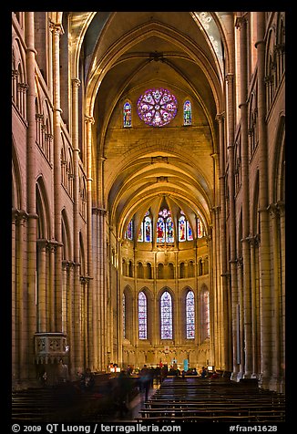 Gothic interior of Saint Jean Cathedral. Lyon, France (color)