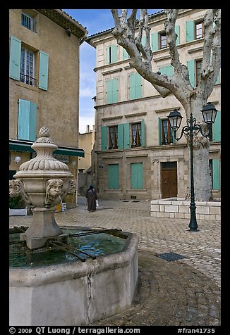 Fountain and town square, Orange. Provence, France